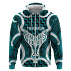 Aotearoa Atua Tangaroa Personalised Zip Hoodie God Of The Sea Maori Whale Tail Cyan