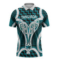 Aotearoa Atua Tangaroa Personalised Zipper Polo Shirt God Of The Sea Maori Whale Tail Cyan