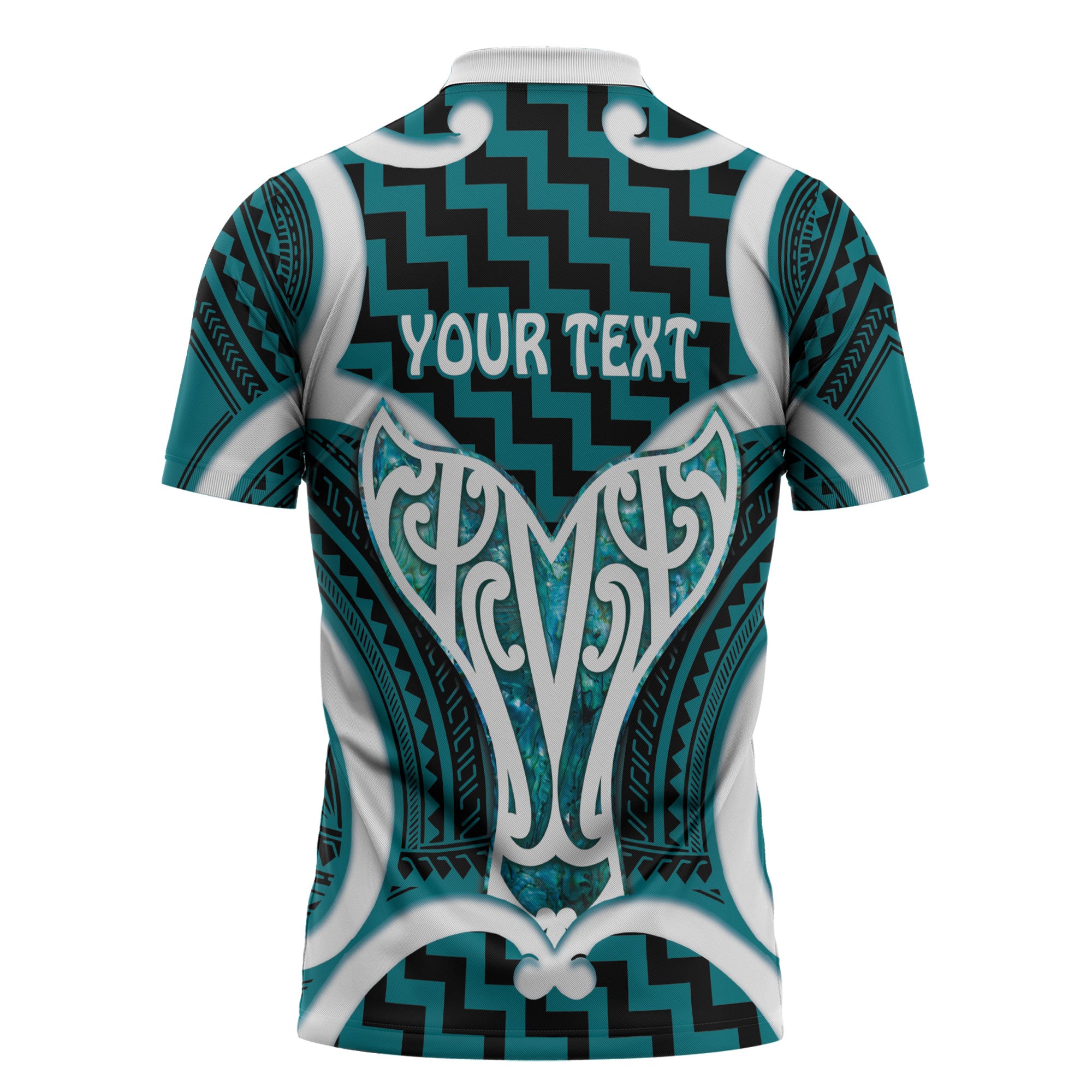 Aotearoa Atua Tangaroa Personalised Zipper Polo Shirt God Of The Sea Maori Whale Tail Cyan