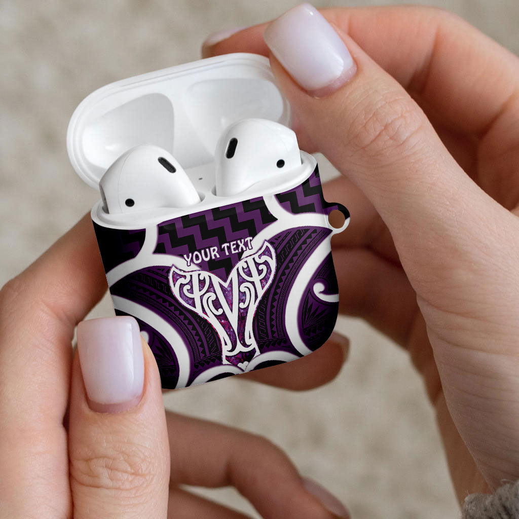 Aotearoa Atua Tangaroa Personalised AirPods Case God Of The Sea Maori Whale Tail Purple