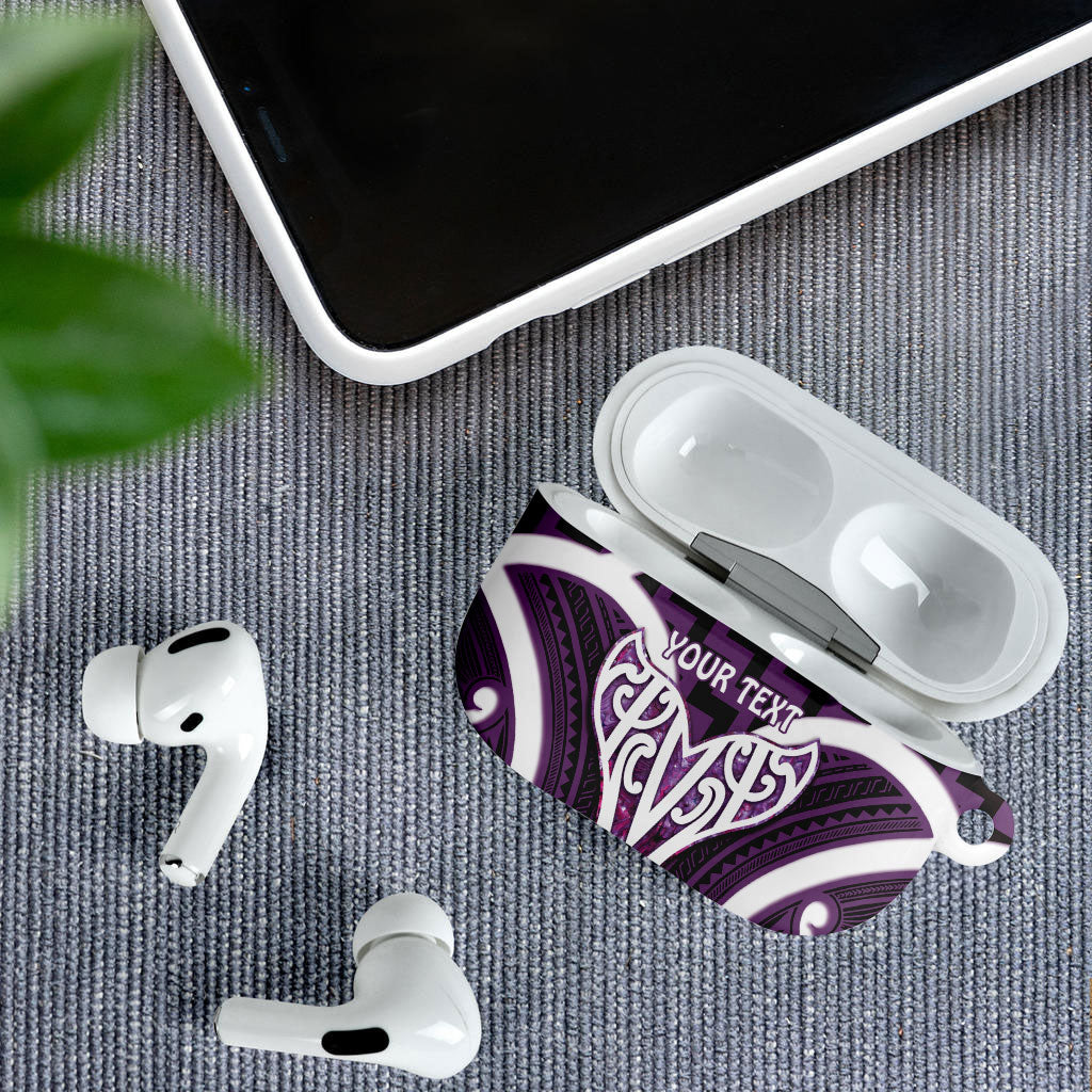Aotearoa Atua Tangaroa Personalised AirPods Case God Of The Sea Maori Whale Tail Purple