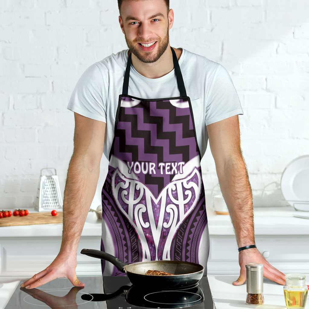 Aotearoa Atua Tangaroa Personalised Apron God Of The Sea Maori Whale Tail Purple