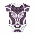 Aotearoa Atua Tangaroa Personalised Baby Onesie God Of The Sea Maori Whale Tail Purple