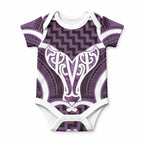 Aotearoa Atua Tangaroa Personalised Baby Onesie God Of The Sea Maori Whale Tail Purple