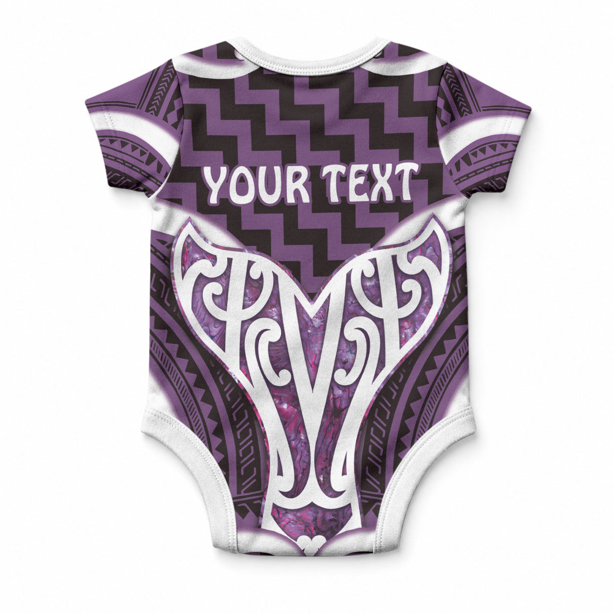 Aotearoa Atua Tangaroa Personalised Baby Onesie God Of The Sea Maori Whale Tail Purple