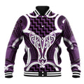Aotearoa Atua Tangaroa Personalised Baseball Jacket God Of The Sea Maori Whale Tail Purple
