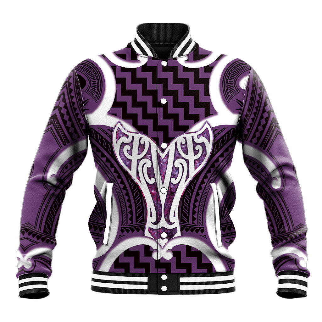 Aotearoa Atua Tangaroa Personalised Baseball Jacket God Of The Sea Maori Whale Tail Purple