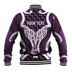 Aotearoa Atua Tangaroa Personalised Baseball Jacket God Of The Sea Maori Whale Tail Purple