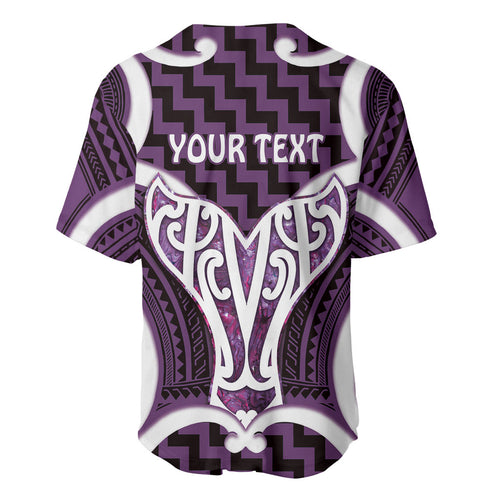 Aotearoa Atua Tangaroa Personalised Baseball Jersey God Of The Sea Maori Whale Tail Purple