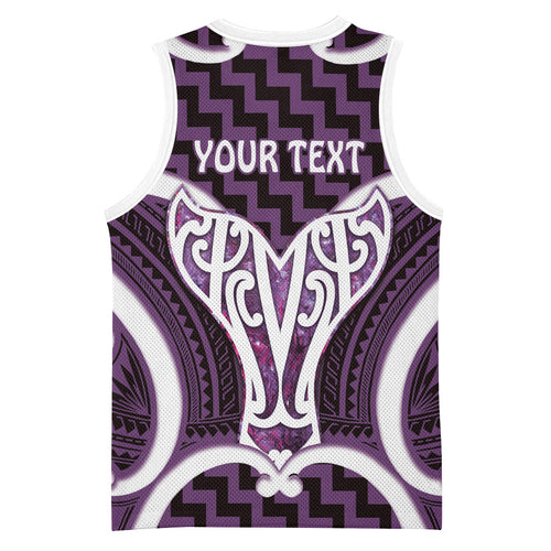Aotearoa Atua Tangaroa Personalised Basketball Jersey God Of The Sea Maori Whale Tail Purple