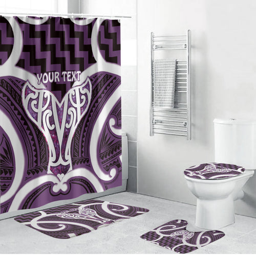 Aotearoa Atua Tangaroa Personalised Bathroom Set God Of The Sea Maori Whale Tail Purple