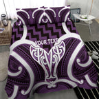 Aotearoa Atua Tangaroa Personalised Bedding Set God Of The Sea Maori Whale Tail Purple