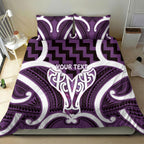 Aotearoa Atua Tangaroa Personalised Bedding Set God Of The Sea Maori Whale Tail Purple