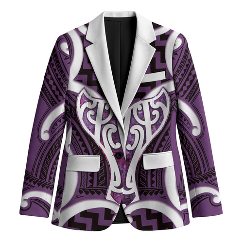 Aotearoa Atua Tangaroa Personalised Blazer God Of The Sea Maori Whale Tail Purple