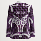 Aotearoa Atua Tangaroa Personalised Blazer God Of The Sea Maori Whale Tail Purple