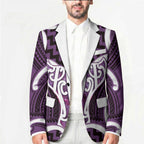 Aotearoa Atua Tangaroa Personalised Blazer God Of The Sea Maori Whale Tail Purple