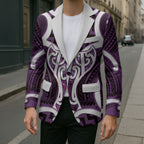 Aotearoa Atua Tangaroa Personalised Blazer God Of The Sea Maori Whale Tail Purple