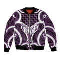 Aotearoa Atua Tangaroa Personalised Bomber Jacket God Of The Sea Maori Whale Tail Purple