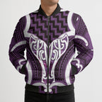 Aotearoa Atua Tangaroa Personalised Bomber Puffer Jacket God Of The Sea Maori Whale Tail Purple