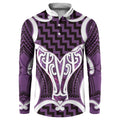 Aotearoa Atua Tangaroa Personalised Button Sweatshirt God Of The Sea Maori Whale Tail Purple