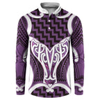 Aotearoa Atua Tangaroa Personalised Button Sweatshirt God Of The Sea Maori Whale Tail Purple