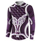 Aotearoa Atua Tangaroa Personalised Button Sweatshirt God Of The Sea Maori Whale Tail Purple