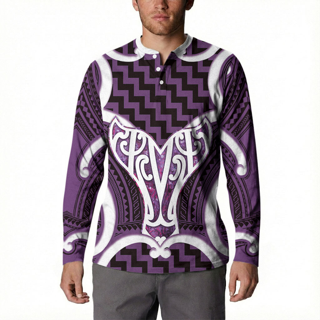 Aotearoa Atua Tangaroa Personalised Button Sweatshirt God Of The Sea Maori Whale Tail Purple