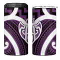 Aotearoa Atua Tangaroa Personalised 4 in 1 Can Cooler Tumbler God Of The Sea Maori Whale Tail Purple