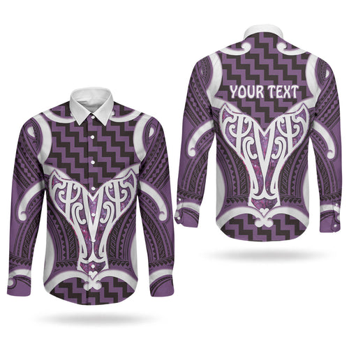Aotearoa Atua Tangaroa Personalised Couples Matching Mermaid Dress and Long Sleeve Button Shirt God Of The Sea Maori Whale Tail Purple