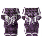 Aotearoa Atua Tangaroa Personalised Couples Matching Off Shoulder Short Dress and Long Sleeve Button Shirt God Of The Sea Maori Whale Tail Purple