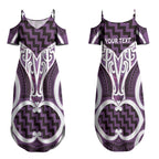 Aotearoa Atua Tangaroa Personalised Couples Matching Summer Maxi Dress and Hawaiian Shirt God Of The Sea Maori Whale Tail Purple