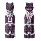 Aotearoa Atua Tangaroa Personalised Couples Matching Tank Maxi Dress and Hawaiian Shirt God Of The Sea Maori Whale Tail Purple