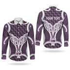 Aotearoa Atua Tangaroa Personalised Couples Matching Tank Maxi Dress and Long Sleeve Button Shirt God Of The Sea Maori Whale Tail Purple