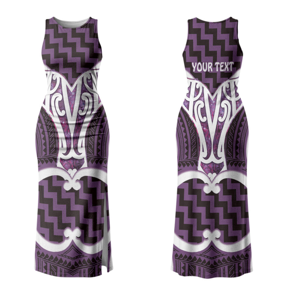 Aotearoa Atua Tangaroa Personalised Couples Matching Tank Maxi Dress and Long Sleeve Button Shirt God Of The Sea Maori Whale Tail Purple