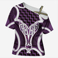 Aotearoa Atua Tangaroa Personalised Cross Shoulder Shirt God Of The Sea Maori Whale Tail Purple