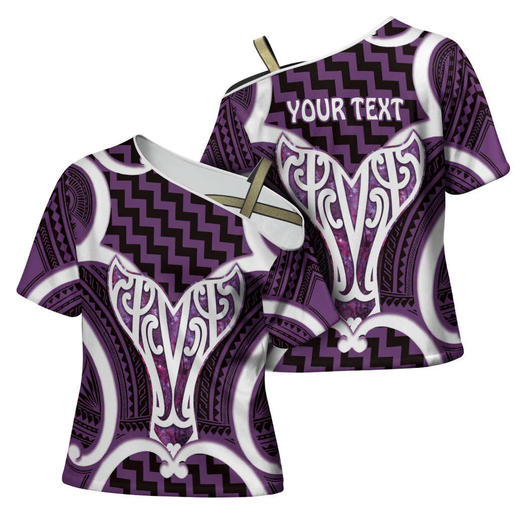 Aotearoa Atua Tangaroa Personalised Cross Shoulder Shirt God Of The Sea Maori Whale Tail Purple