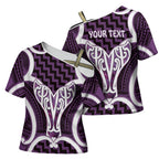Aotearoa Atua Tangaroa Personalised Cross Shoulder Shirt God Of The Sea Maori Whale Tail Purple