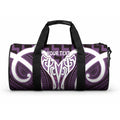 Aotearoa Atua Tangaroa Personalised Duffle Bag God Of The Sea Maori Whale Tail Purple