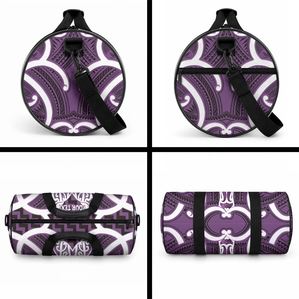 Aotearoa Atua Tangaroa Personalised Duffle Bag God Of The Sea Maori Whale Tail Purple