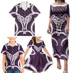 Aotearoa Atua Tangaroa Personalised Family Matching Puletasi and Hawaiian Shirt God Of The Sea Maori Whale Tail Purple