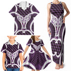 Aotearoa Atua Tangaroa Personalised Family Matching Tank Maxi Dress and Hawaiian Shirt God Of The Sea Maori Whale Tail Purple