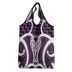 Aotearoa Atua Tangaroa Personalised Grocery Bag God Of The Sea Maori Whale Tail Purple