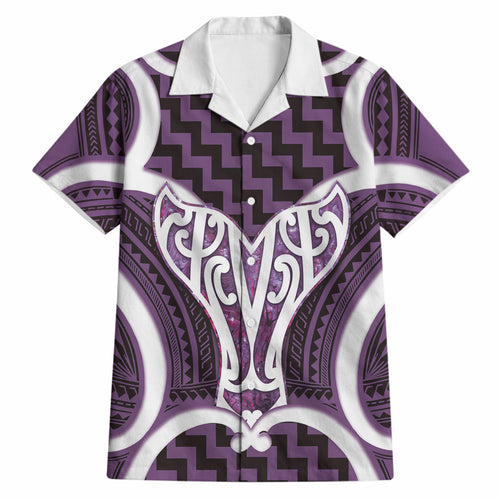 Aotearoa Atua Tangaroa Personalised Hawaiian Shirt God Of The Sea Maori Whale Tail Purple