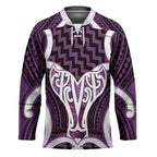 Aotearoa Atua Tangaroa Personalised Hockey Jersey God Of The Sea Maori Whale Tail Purple