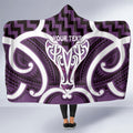 Aotearoa Atua Tangaroa Personalised Hooded Blanket God Of The Sea Maori Whale Tail Purple
