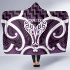 Aotearoa Atua Tangaroa Personalised Hooded Blanket God Of The Sea Maori Whale Tail Purple