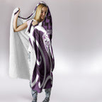 Aotearoa Atua Tangaroa Personalised Hooded Blanket God Of The Sea Maori Whale Tail Purple