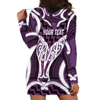 Aotearoa Atua Tangaroa Personalised Hoodie Dress God Of The Sea Maori Whale Tail Purple