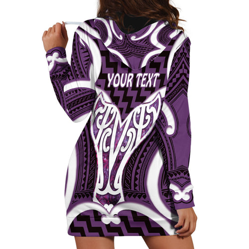 Aotearoa Atua Tangaroa Personalised Hoodie Dress God Of The Sea Maori Whale Tail Purple