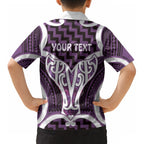 Aotearoa Atua Tangaroa Personalised Kid Hawaiian Shirt God Of The Sea Maori Whale Tail Purple